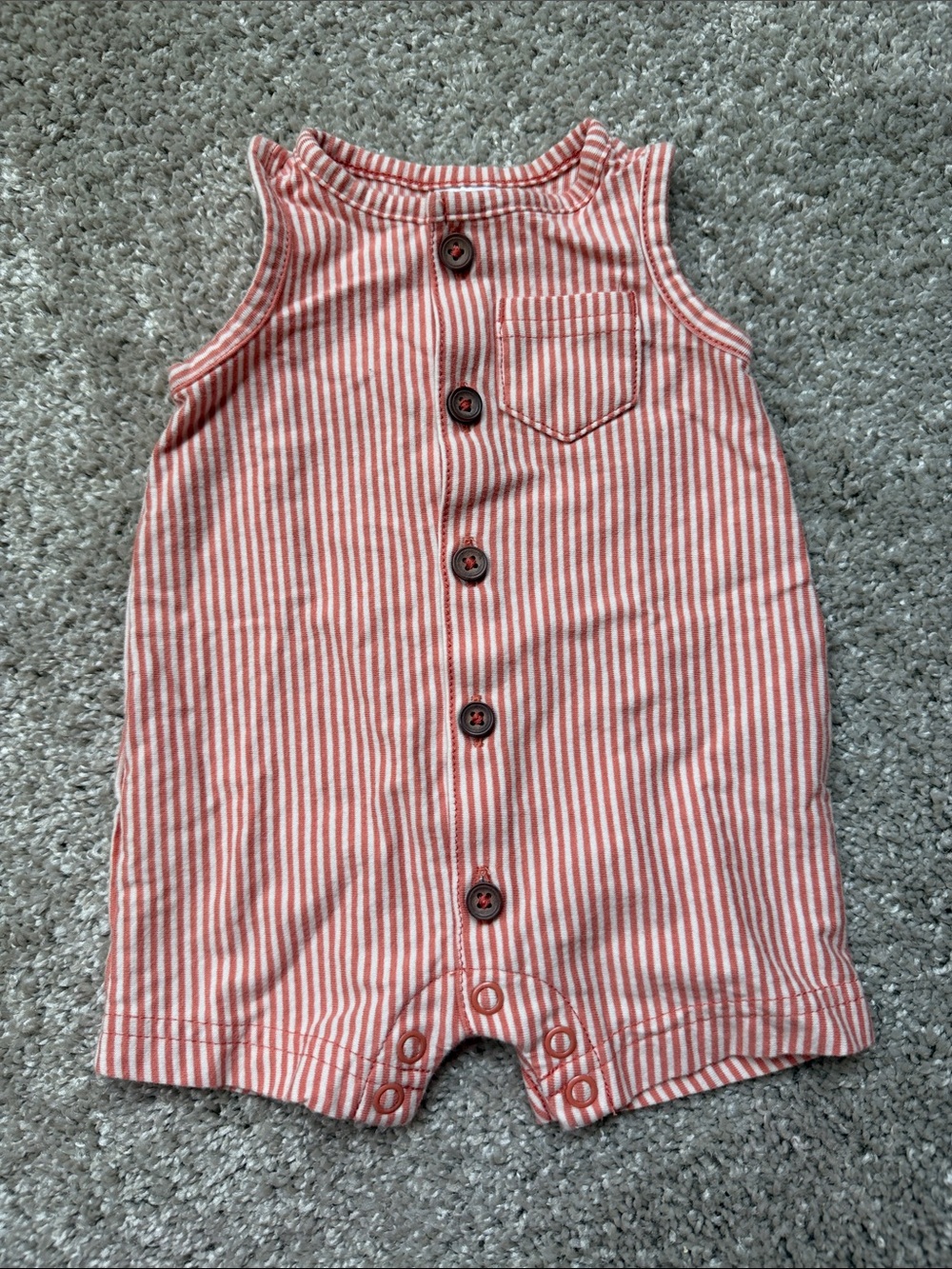 NWOT Striped Baby Romper - Sleeveless Button Front